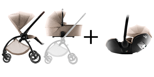 Kočárek RIO, hluboká korba RIO a dětská autosedačka BABY-SAFE PRO v barvě Teak, součást RIO COMFORT SET